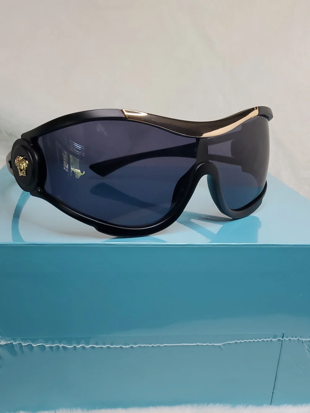Versace Black Sunglass Visor with Gold Accent